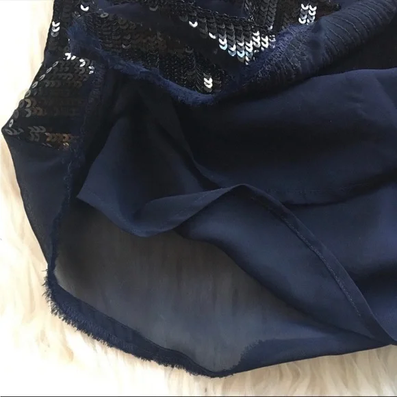 Loft sleeveless sequin sparkly blouse small navy - Picture 5 of 6